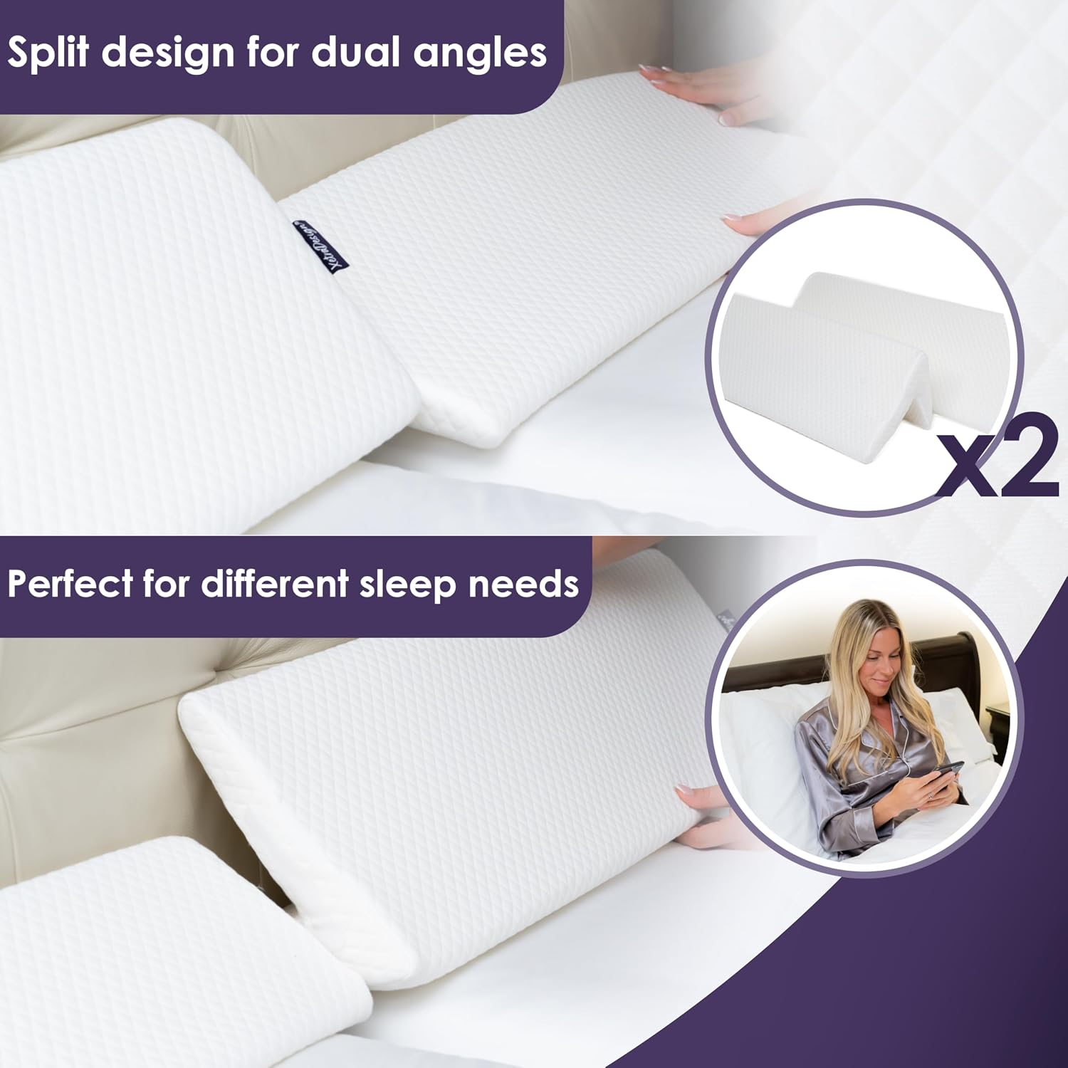 XetraDesign Bed Wedge Pillow Set for Headboard Gap Up to 7", Triangle Gap Filler for Bed, Mattress Wedge Gap Filler, Headboard Space…