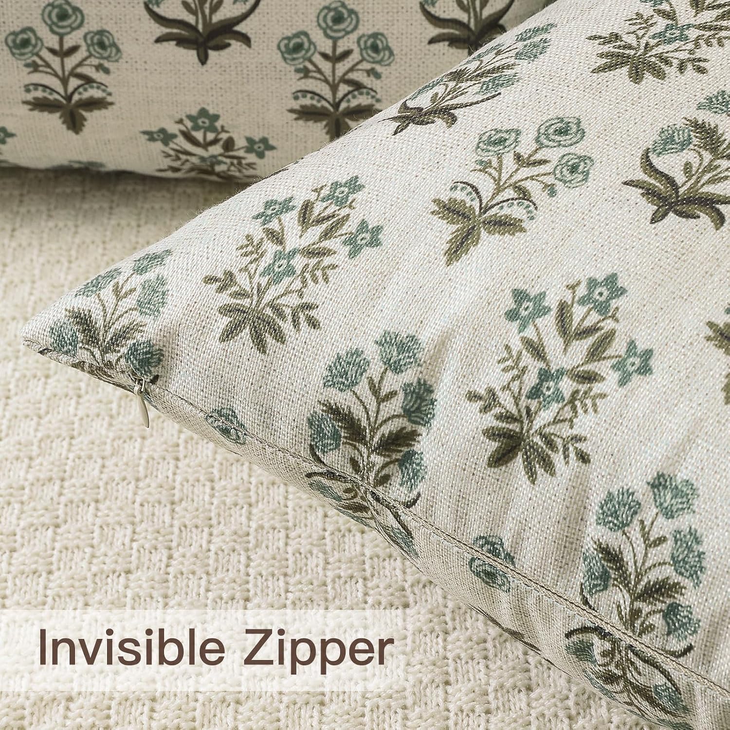 OTOSTAR Floral Print Pillow Covers 18x18 Inch Pack of 2 Double-Sided Brown Green Flower Square Throw Pillow Covers Farmhouse Rustic…