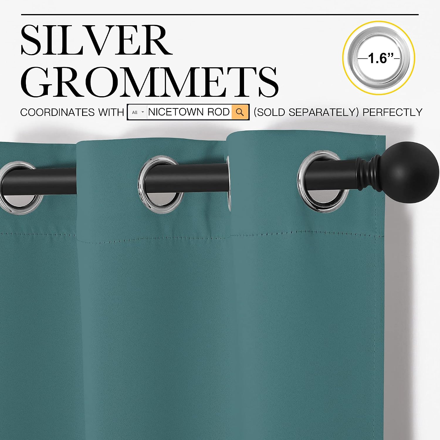 NICETOWN Short Kitchen Blackout Curtains, Thermal Insulated Solid Grommet Blackout Curtains/Drapes/Panels for Dining Room (Sea Teal, 1…
