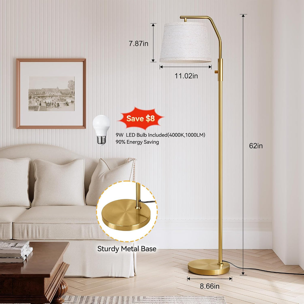 SUNMORY Floor Lamps for Living Room, 9W Bulb Included, Lamp for Bedroom with Adjust Head, Standing Lamp with Rotary Switch, 0-100%…