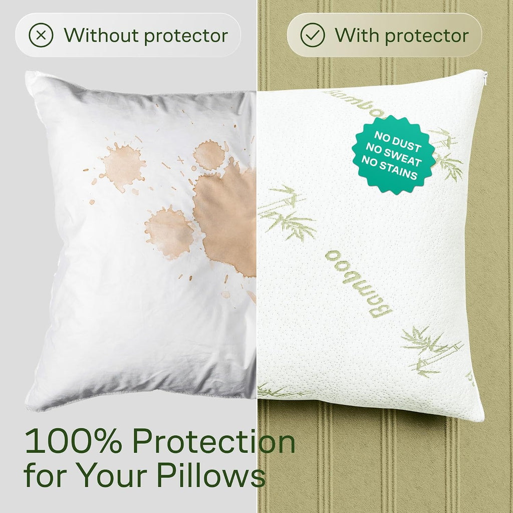 Cloud-Like Pillow Protectors with Zipper Standard Size - Breathable Cooling Pillow Covers for Hot Sleeprers - 100% Resistant to Stains…