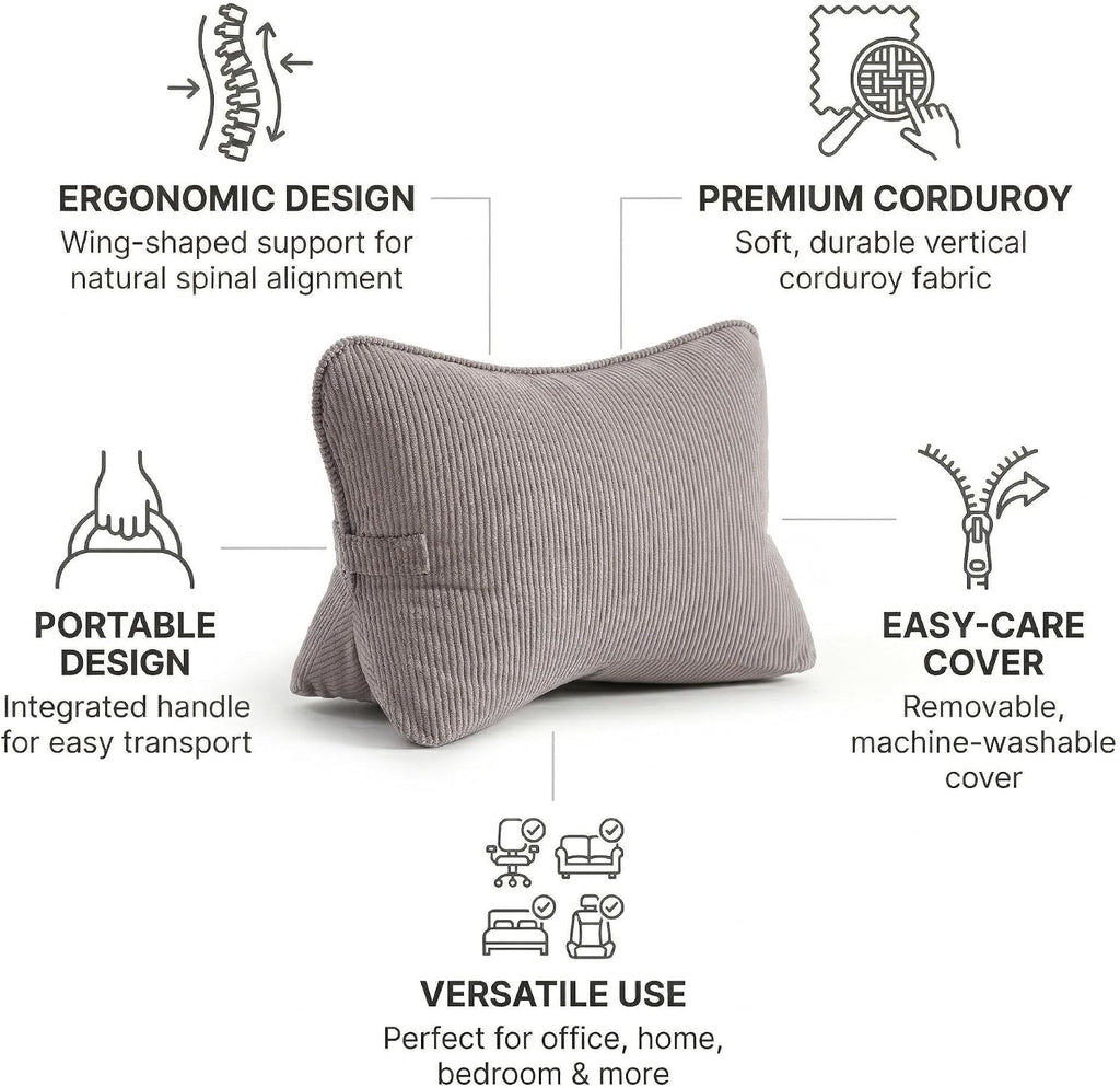 Ailuteie Pat. Pend. Corduroy Lumbar Support Pillow for Watching TV, Reading & Gaming, Triangle Cushion for Sofa, Armchair, Couch or Bed, Re…