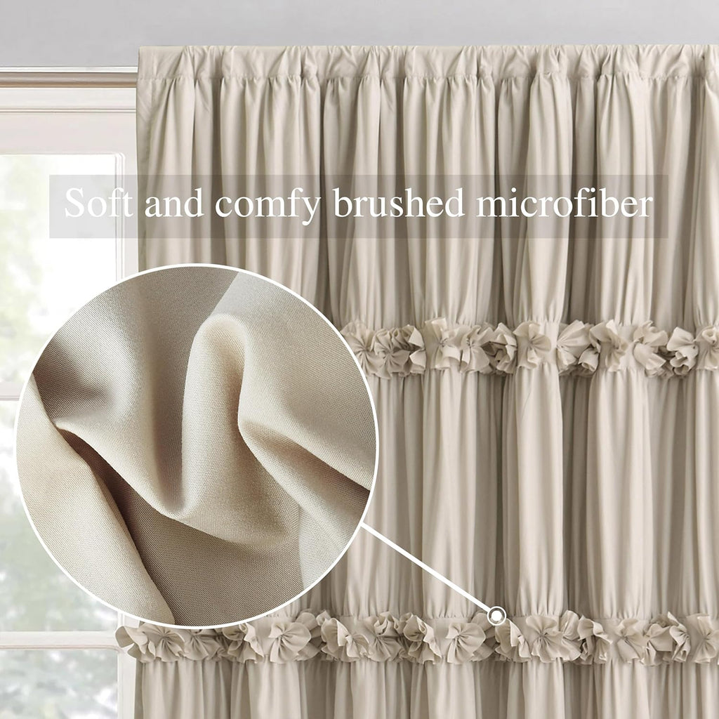 Homechoice Decor Room Divider Curtains, Boho Ruched Blackout Window Treatments with 3 Rows of Butterfly Flowers, Rustic Rod Pocket…