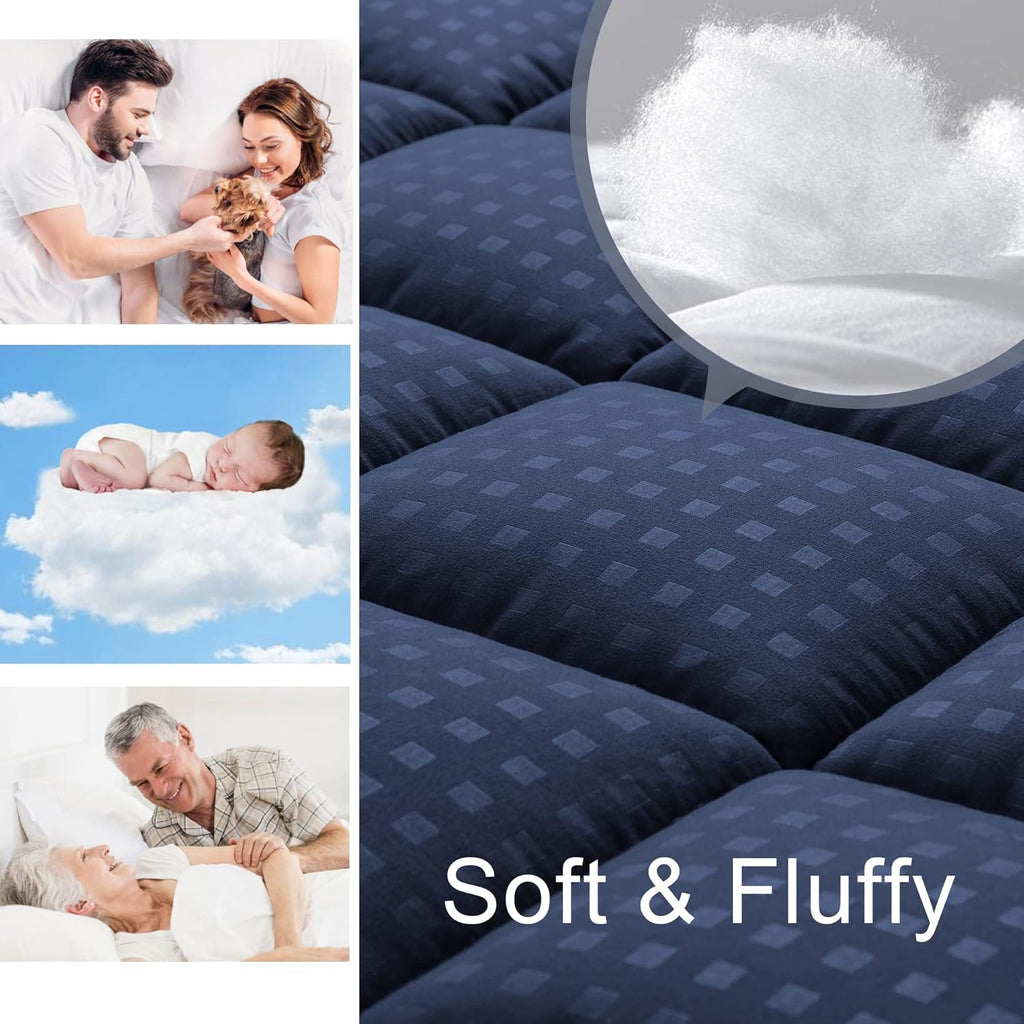 HYLEORY Twin XL Mattress Pad Quilted Fitted Mattress Protector Cooling Pillow Top Mattress Cover Breathable Fluffy Soft Mattress Topper…