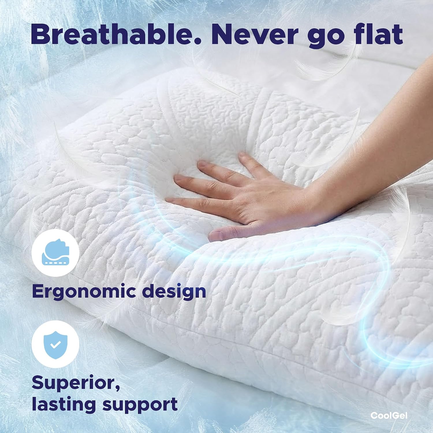 Coolgel Cooling Pillow Standard Size - Shredded Memory Foam Pillow with Double Sided Cooling Gel for Hot Sleepers, Breathable Washable Quil…