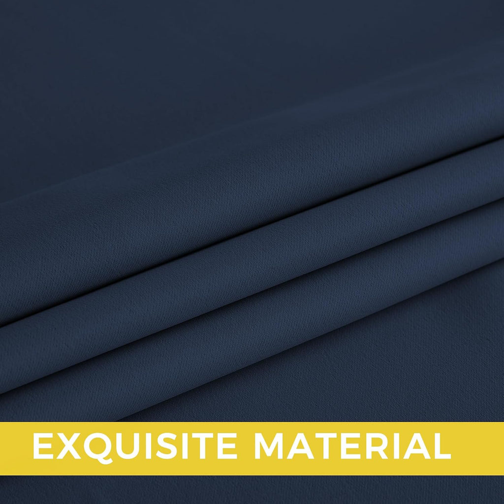 Nicetown Room Darkening Draperies Curtains Panels, 2 Panels Navy Blue W52 x L90 Blue