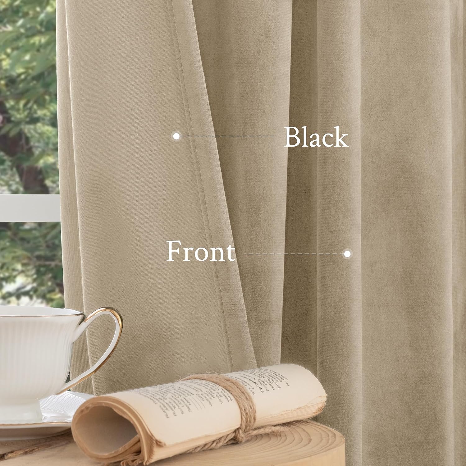 Lamit Taupe Velvet Curtains 84 Inch for Living Room, Thick Thermal Room Darkening Drapes Elegant Back Tab and Rod Pocket Room Decor Panels…