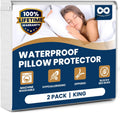 EverlastingComfort 100% Stain Resistant & Waterproof King Size Pillow Protectors with Zipper Set of 2 - Bed Bug & Dust Mite Proof White Pil…