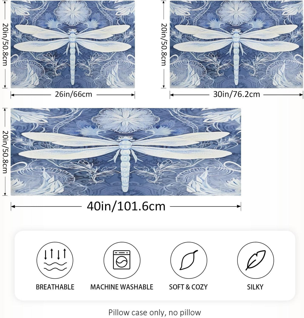 YETTASBIN Dragonfly Satin Pillowcase, Soft Breathable Silk Pillow Case with Envelope Closure for Hair and Skin, King Size 40 x 20 Inch