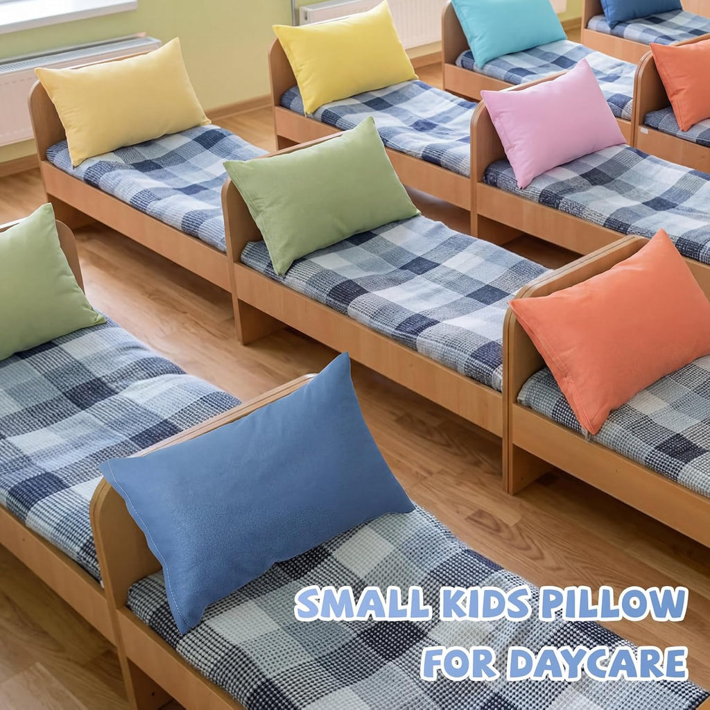 Kigley 12 Pack Mini Pillows for Daycare 9.1 x 13.8'' Small Travel Pillow Bulk Soft Breathable Cotton Pillow for Nap Travel Pet Neck…