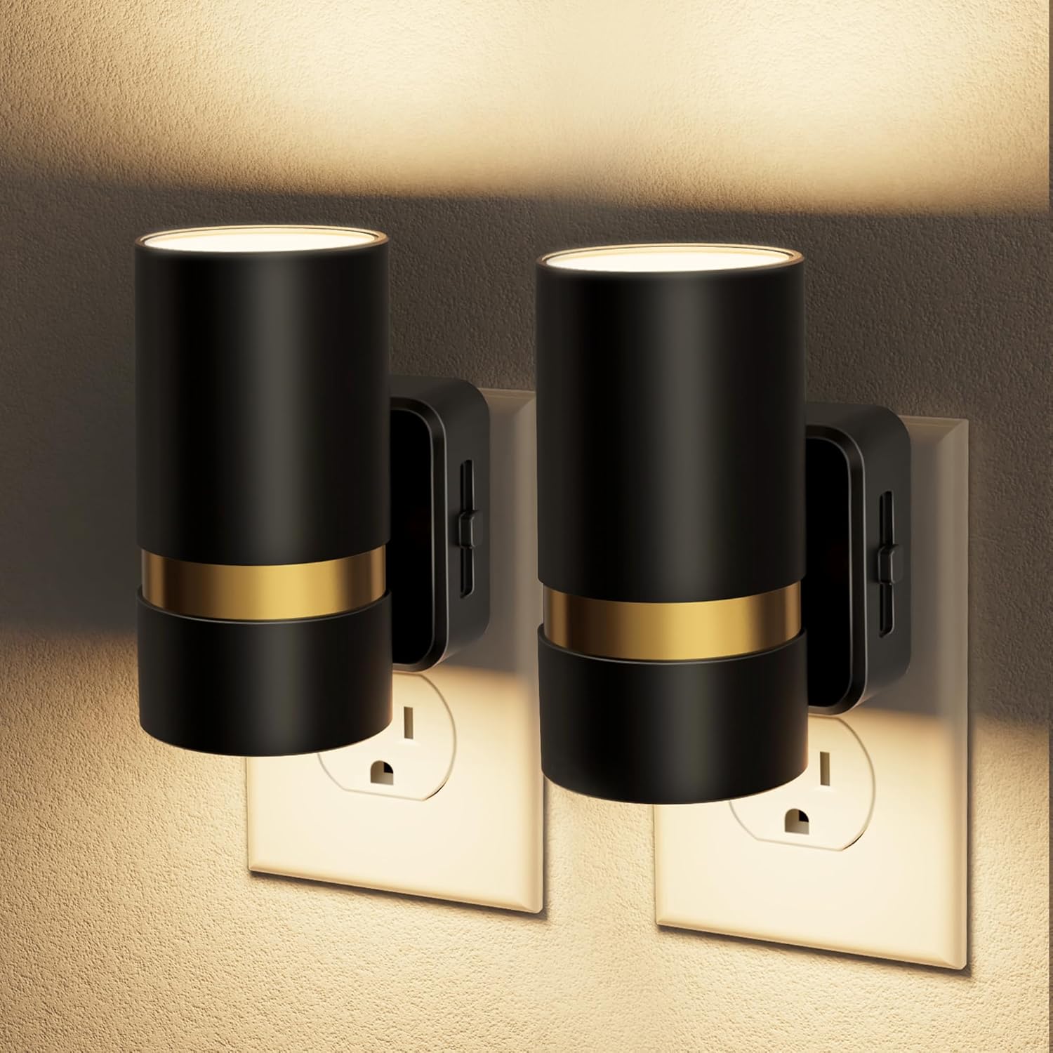JandCase Night Lights Plug into Wall, Automatic Night Light with Dusk to Dawn, 2 Pack 0-100LM Dimmable Plug in LED Nightlight 3000K Soft…