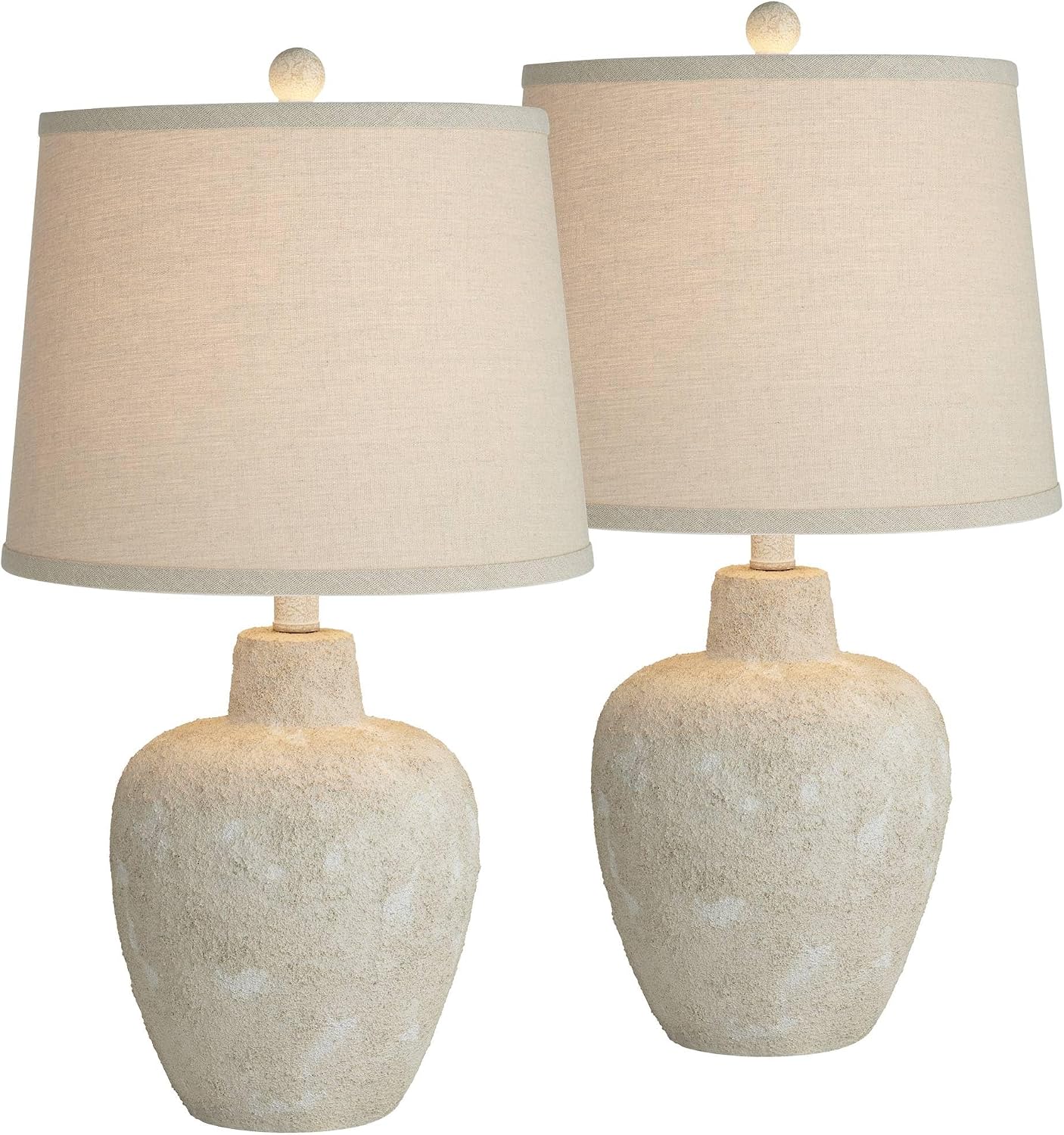 360 Lighting Romeo 23 1/2" High Jar Small Farmhouse Rustic Natural Cottage Coastal Accent Table Lamps Set of 2 Beige Distressed Earth…