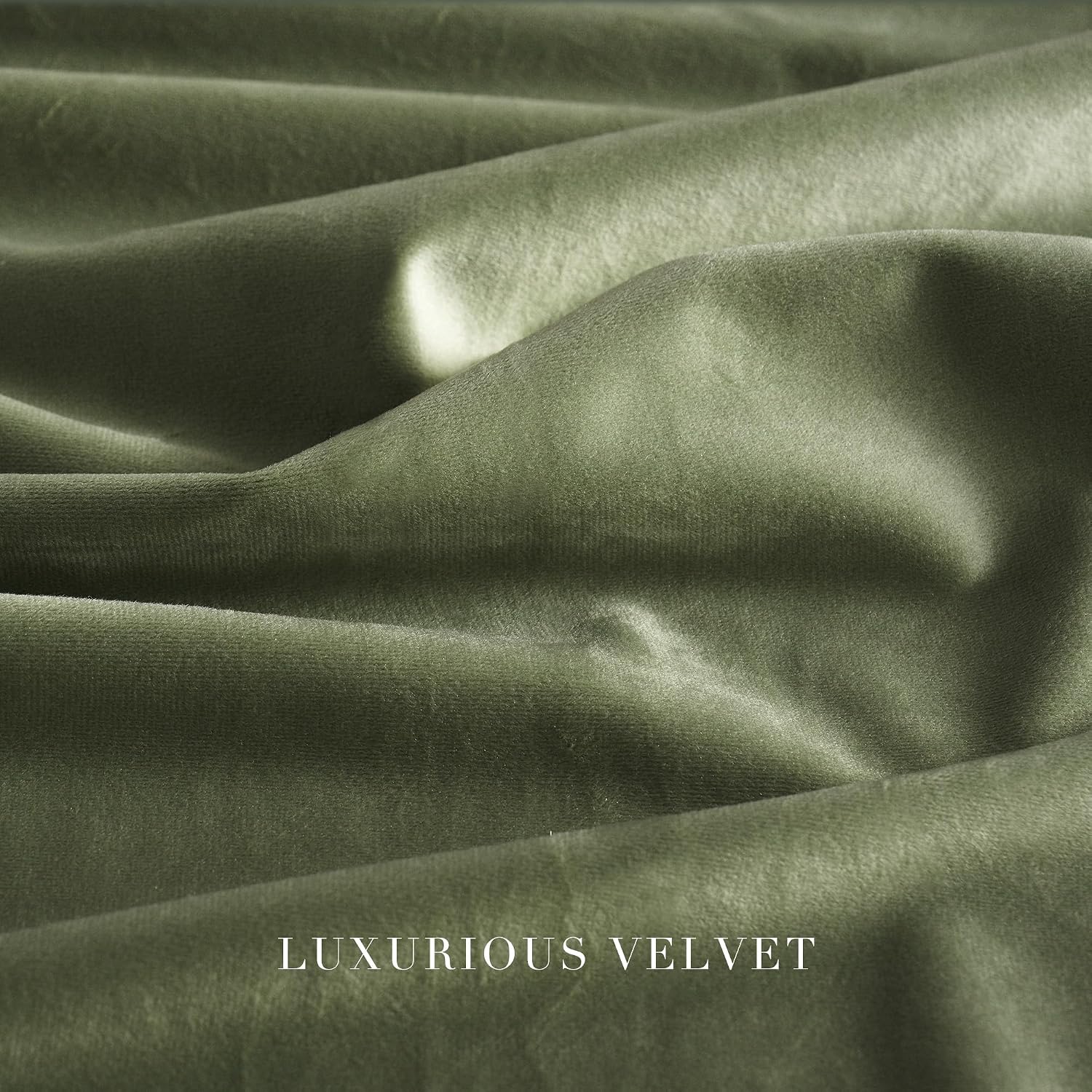 Nicetown Sage Green Velvet Living Room Curtains 90 inches Long, Rod Pocket & Back Tab Room Darkening Window Treatments Thermal Drapes for B…