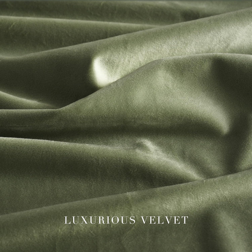 Nicetown Velvet Sage Green Curtains 96 inches Long, Rod Pocket & Back Tab Room Darkening Window Treatments Thermal Drapes for Bedroom/Livin…