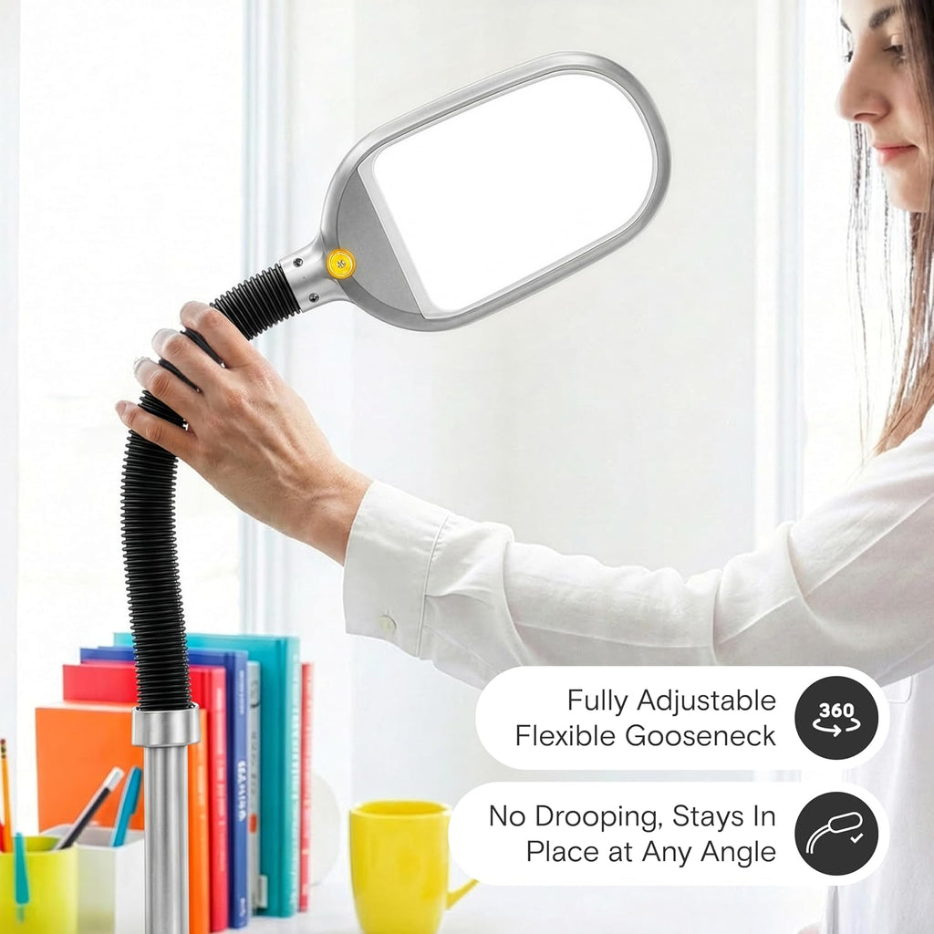 Brightech Litespan Titanium Silver LED Floor Reading Lamp, Energy Efficient, Adjustable Standing, 850-950 Lumens, 12W, 3-Year Warranty Silv…