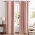 Miulee 100% Blackout Linen Curtains for Bedroom, Blush Pink Solid Luxury Decor Thermal Insulation Room Darkening Drapes for Living Room Nur…