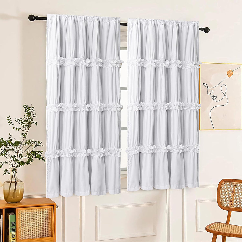 Homechoice Decor Thermal Insulated Blackout Window Curtains, 42" W x 63" L (Pair), Boho Ruched Window Treatments with 3 Rows of Butterfly…
