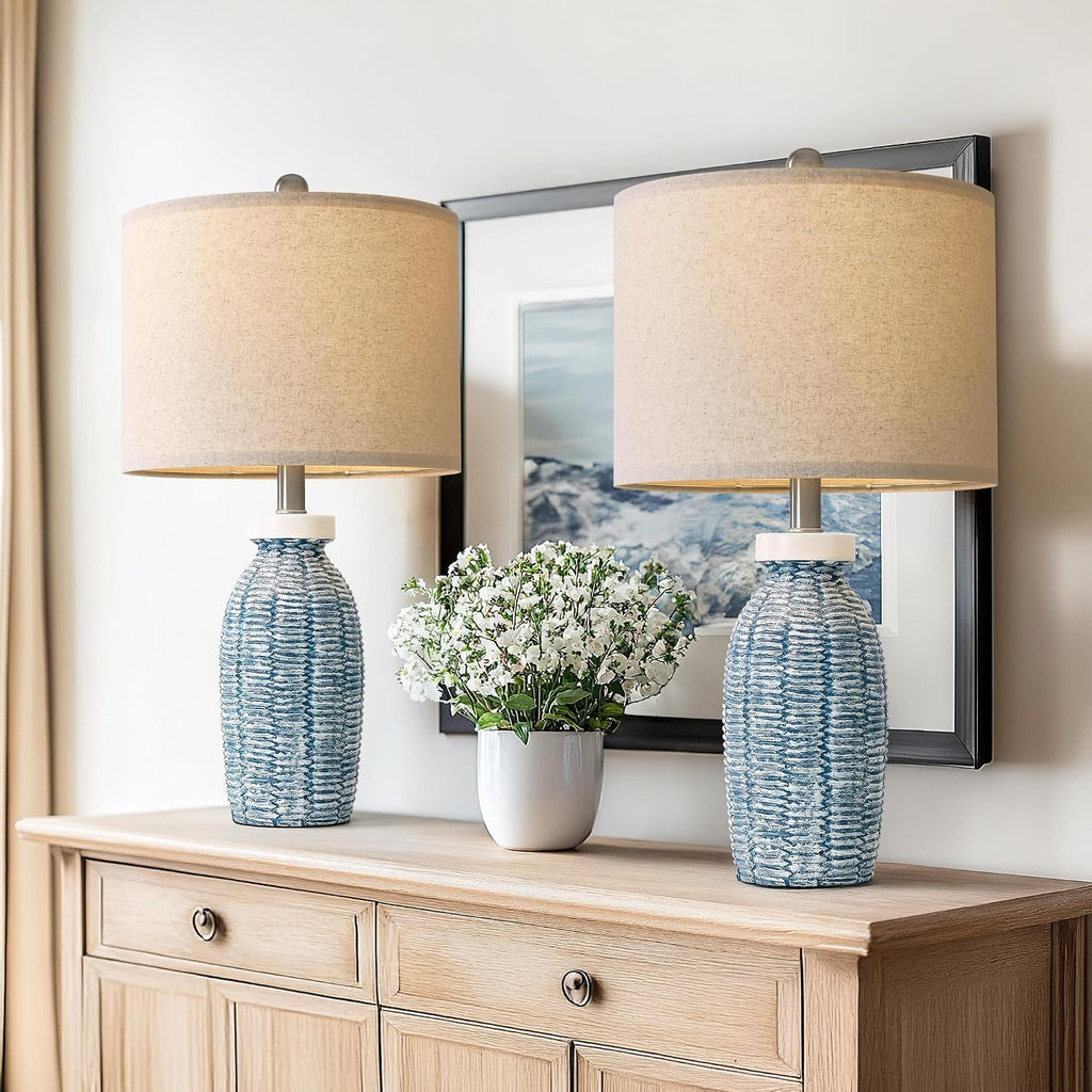 G-SAFAVA 22.75" Table Lamps for Bedroom Living Room Boho Lamp Set of 2 Farmhouse Lamp Bedside Nightstand Small Rustic Vintage Retro…