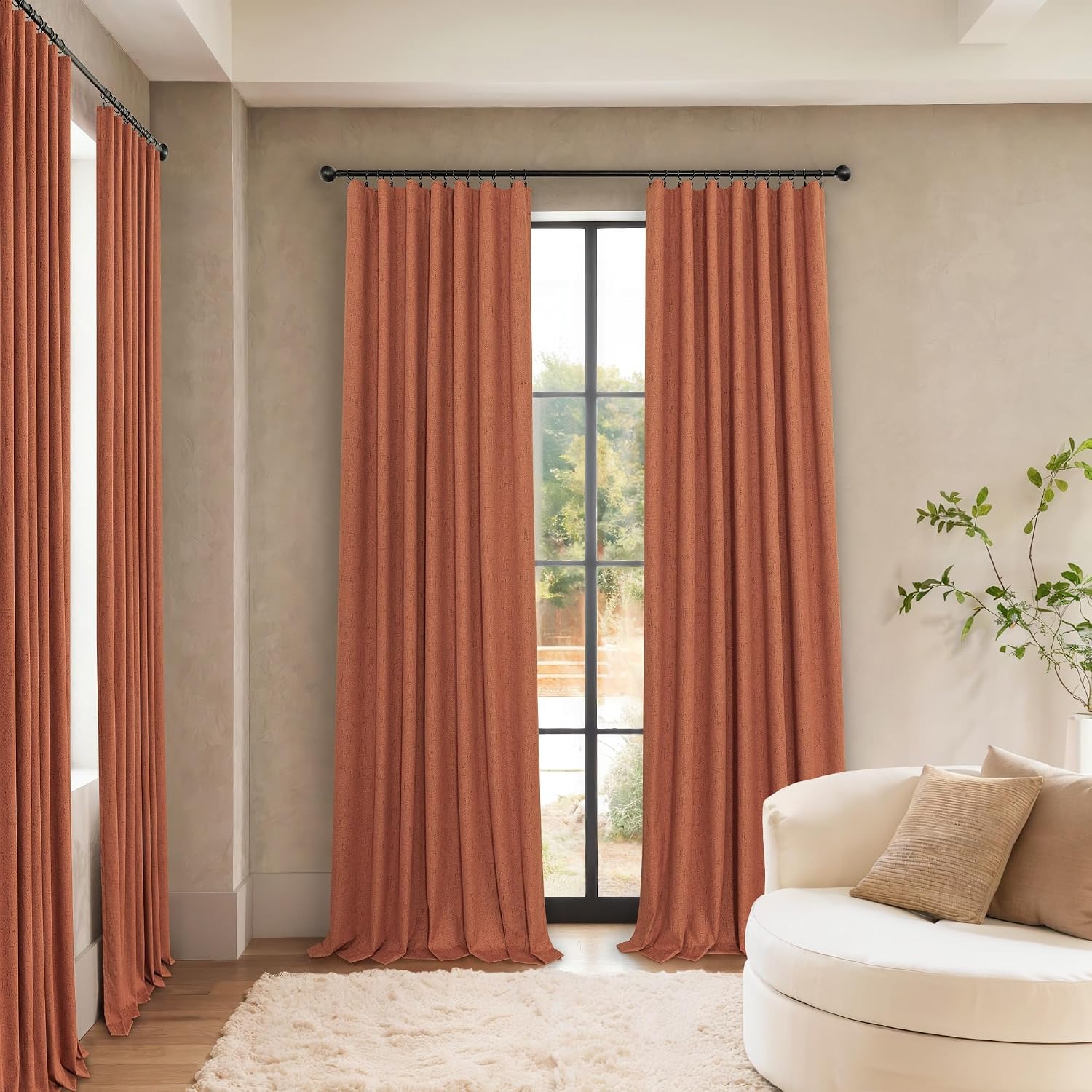 Pitalk Terracotta Black Out Curtains 72 Inch Long Western Blackout Window Curtain & Drapes 72 Inch Length 2 Panel Viral Retro Vintage Linen…