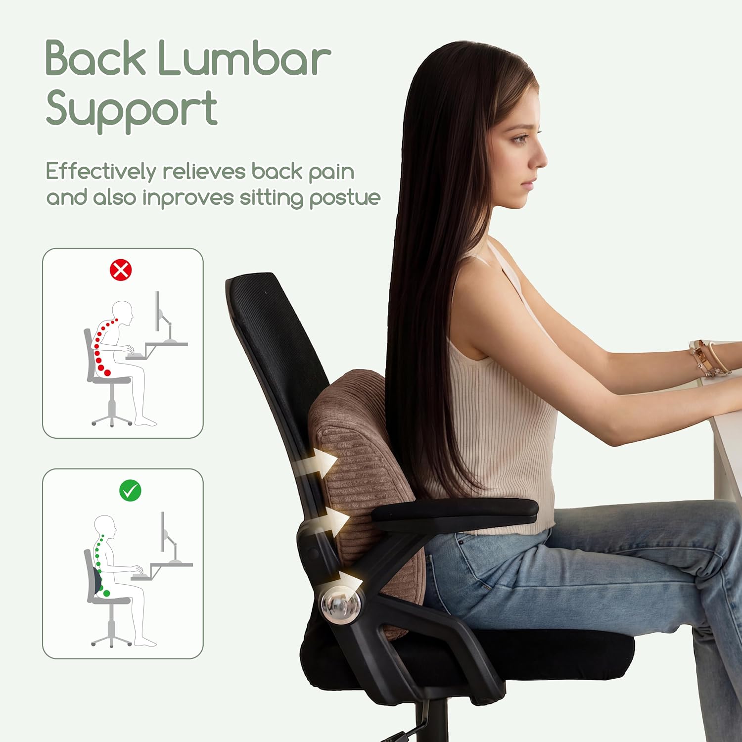 Higogogo Lumbar Support Pillow for Recliner Chair/Accent Chair/Couch, Extra Large Memory Foam Back Support Cushion for Elderly, Recliner Cu…