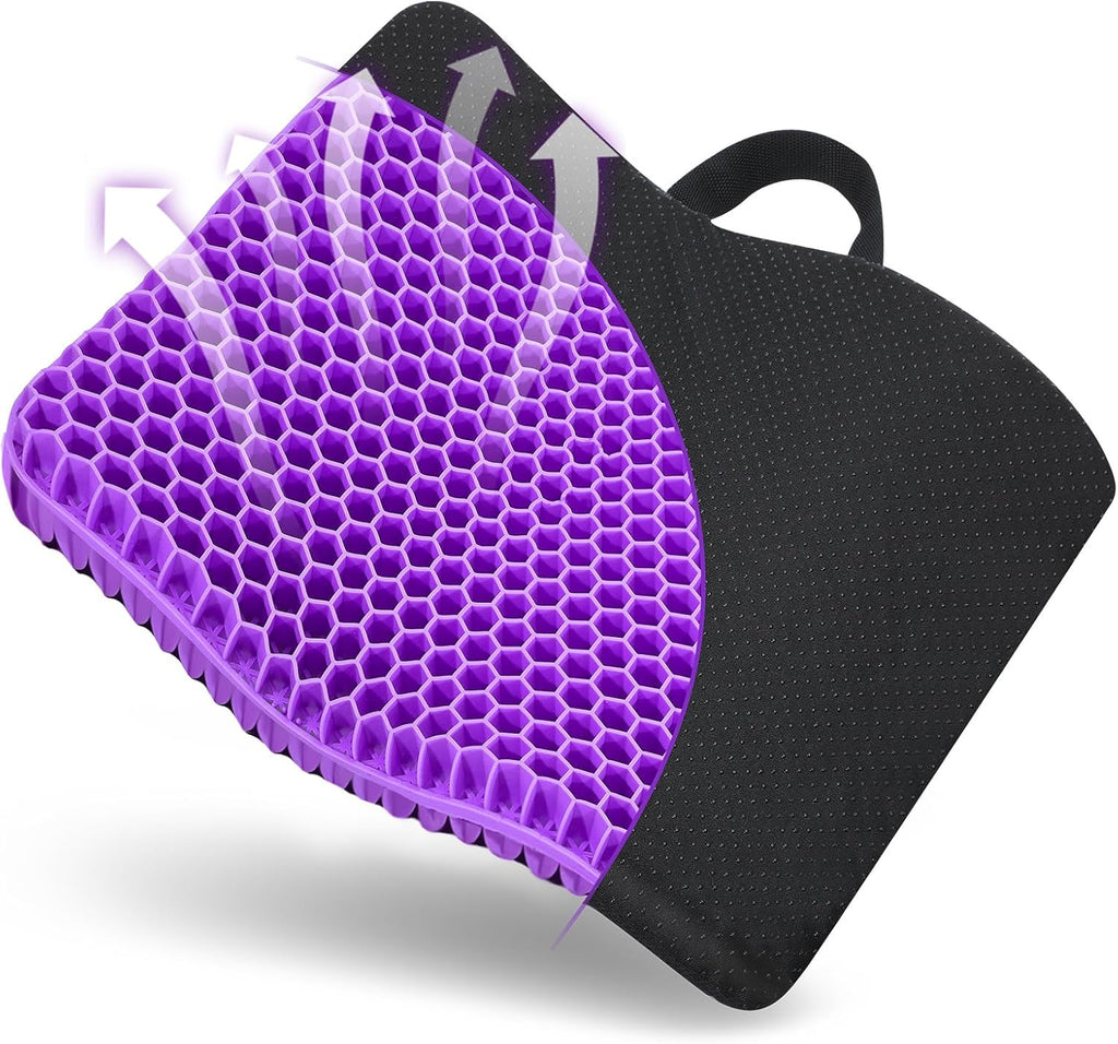 Fzitiy Gel Seat Cushion, for Long Sitting -Double Thick Gel Seat Cushion Breathable Honeycomb Chair Cushion with Non-Slip Cover for Office…