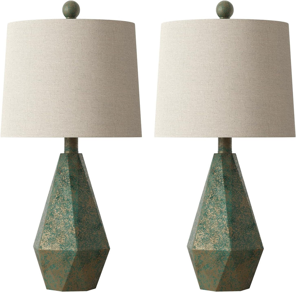 PoKat 20.25" Green Table Lamps Set of 2 for Night Stands, Vintage Bedside Lamps for Bedroom Living Room, Retro Bedroom Lamps for End…