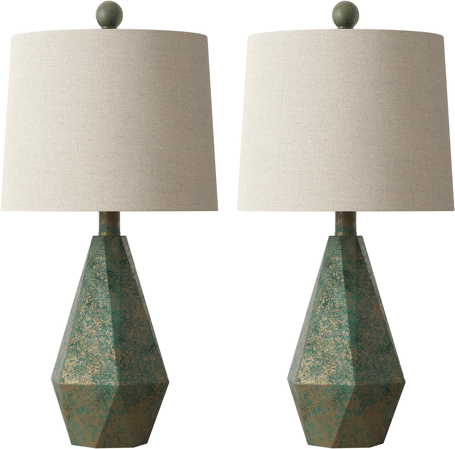 PoKat 20.25" Green Table Lamps Set of 2 for Night Stands, Vintage Bedside Lamps for Bedroom Living Room, Retro Bedroom Lamps for End…