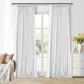 Twodrapes Soft White 100 Inch Floor Length Linen Blackout Curtains for Bedroom Pinch Pleated Black Out Thermal Insulated Window Drapes Ligh…