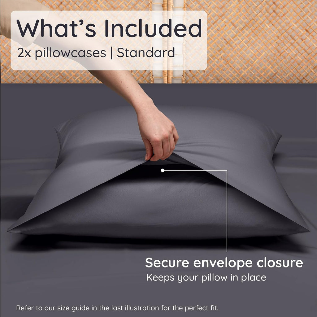 Bambaw 100% Viscose Derived from Bamboo Pillowcases Standard Size – Set of 2 Cooling Pillow Cases Standard Size, Breathable & Soft Pillow C…