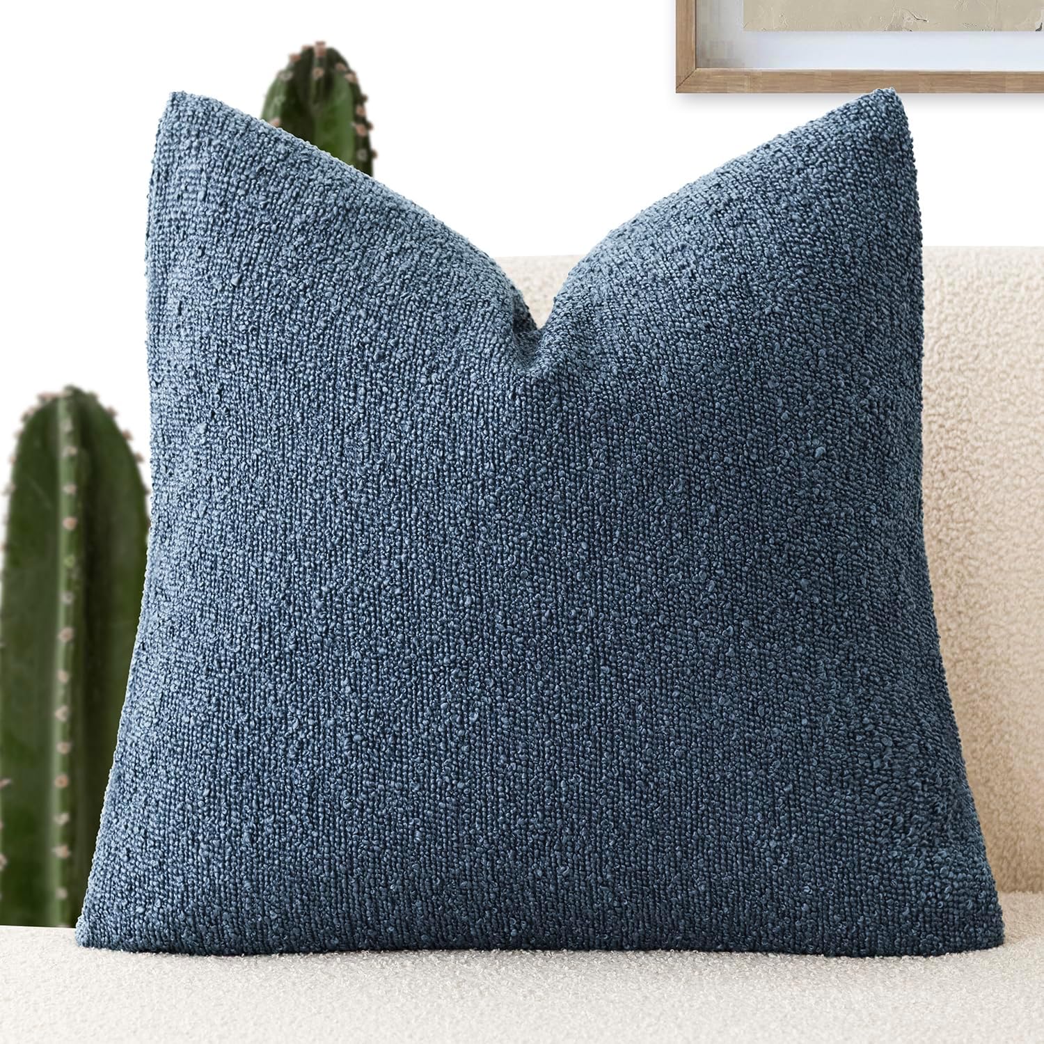 Foindtower Decorative Textured Boucle Throw Pillow Covers Accent Solid Pillow Cases Neutral Soft Cozy Couch Cushion Case for Chair Sofa…