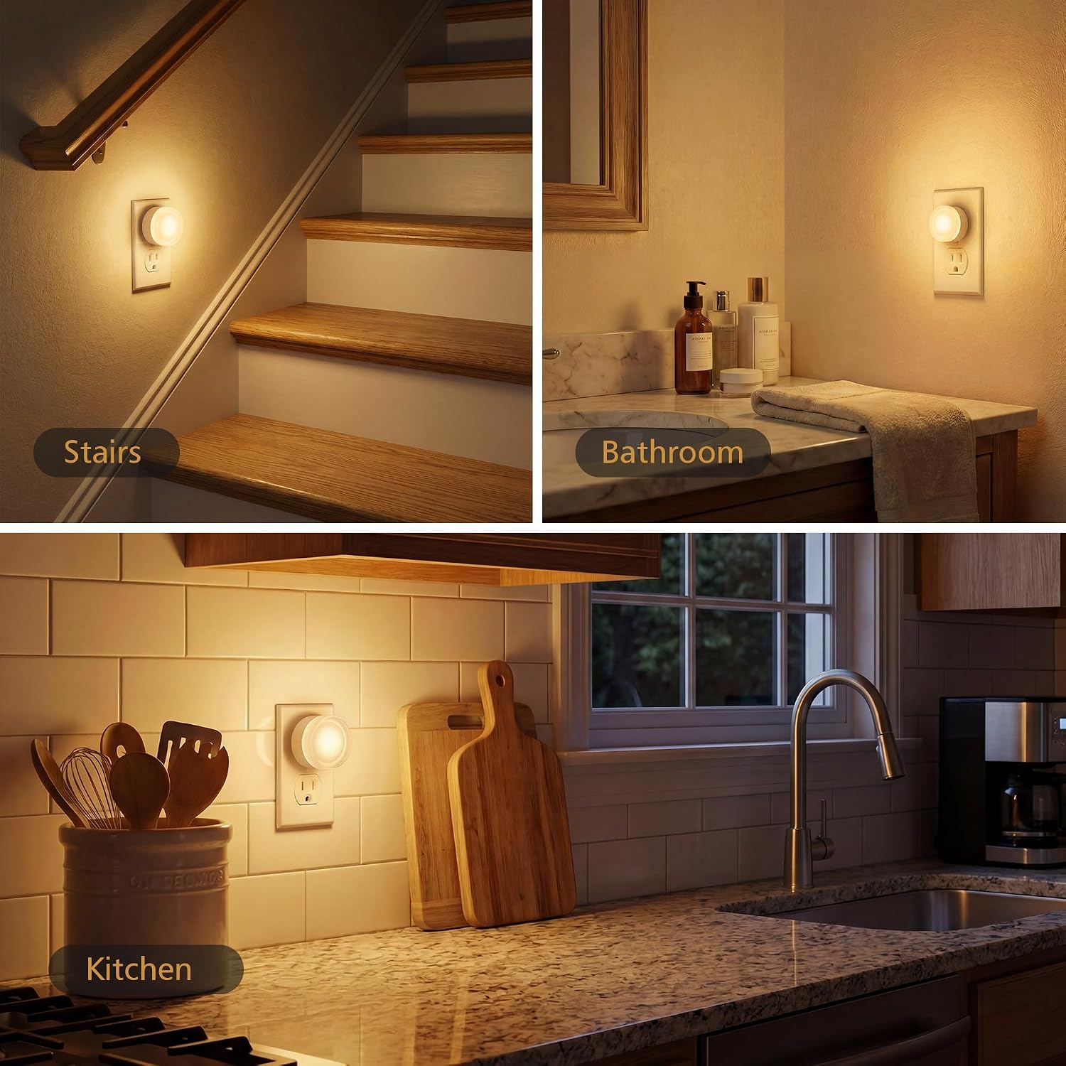 Plug in Night Light 2-Pack, LED Night Lights Plug into Wall with Dusk to Dawn Light Sensor, Acrylic Nightlight, Soft White 3000K, Auto…