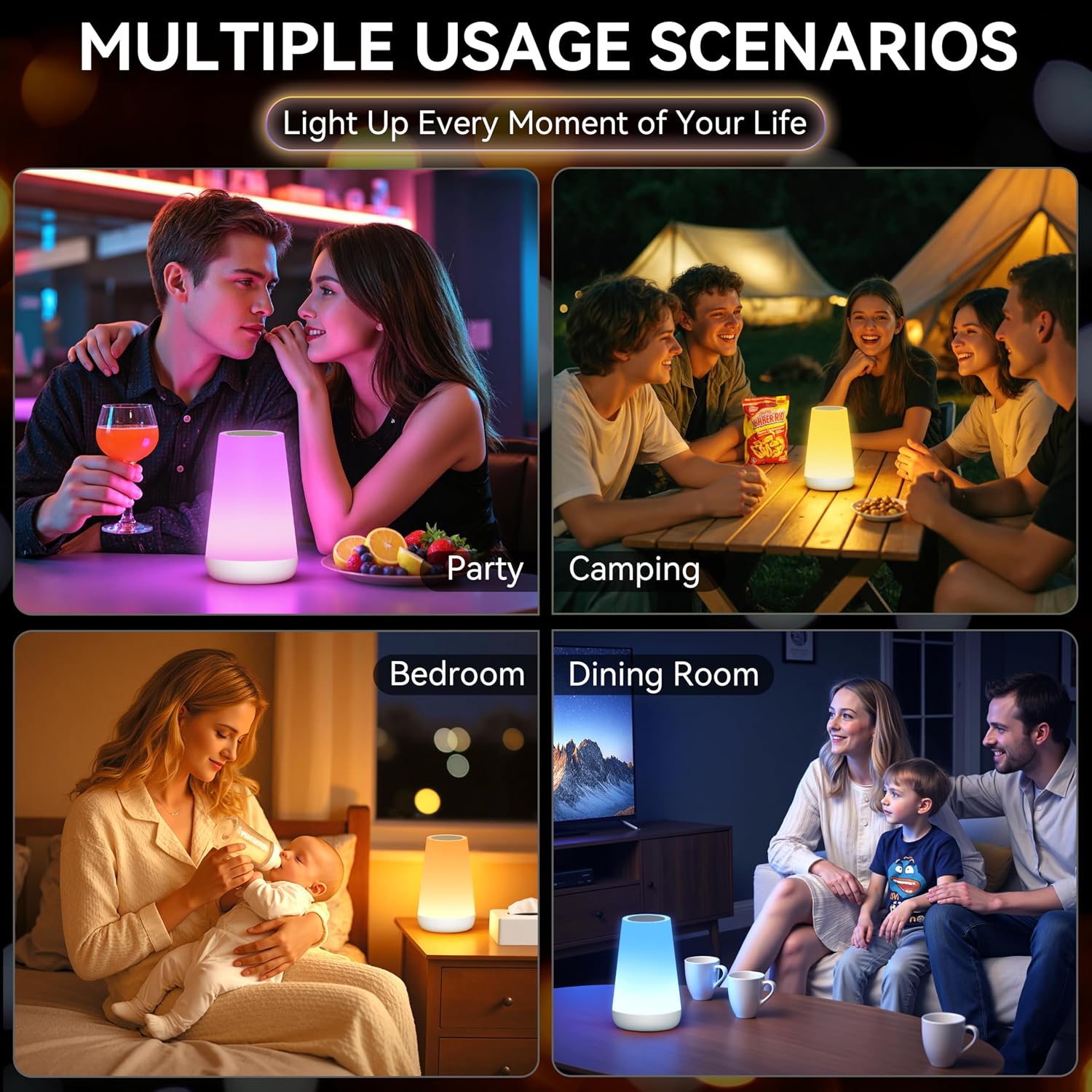 Auxmir Rechargeable LED Night Light, Touch & Remote Control Bedside Lamp with 13 Colors, 5 Brightness Levels, Portable Table Lamp for…
