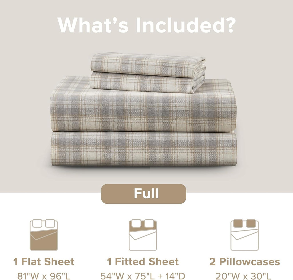ComfortSpaces Comfort Spaces 100% Cotton Sheets Full, Breathable, Naturally Cool Cotton Sheets, Soft Cotton Bed Sheets with 14" Elastic Poc…