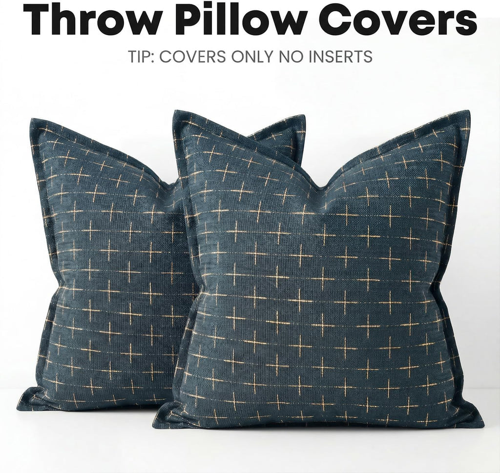 AVOINcolorlife AVOIN colorlife Pack of 2 Decorative Throw Pillow Covers 26x26 Inch, Flange Edges Woven Textured Cushion Case Home Decor for…