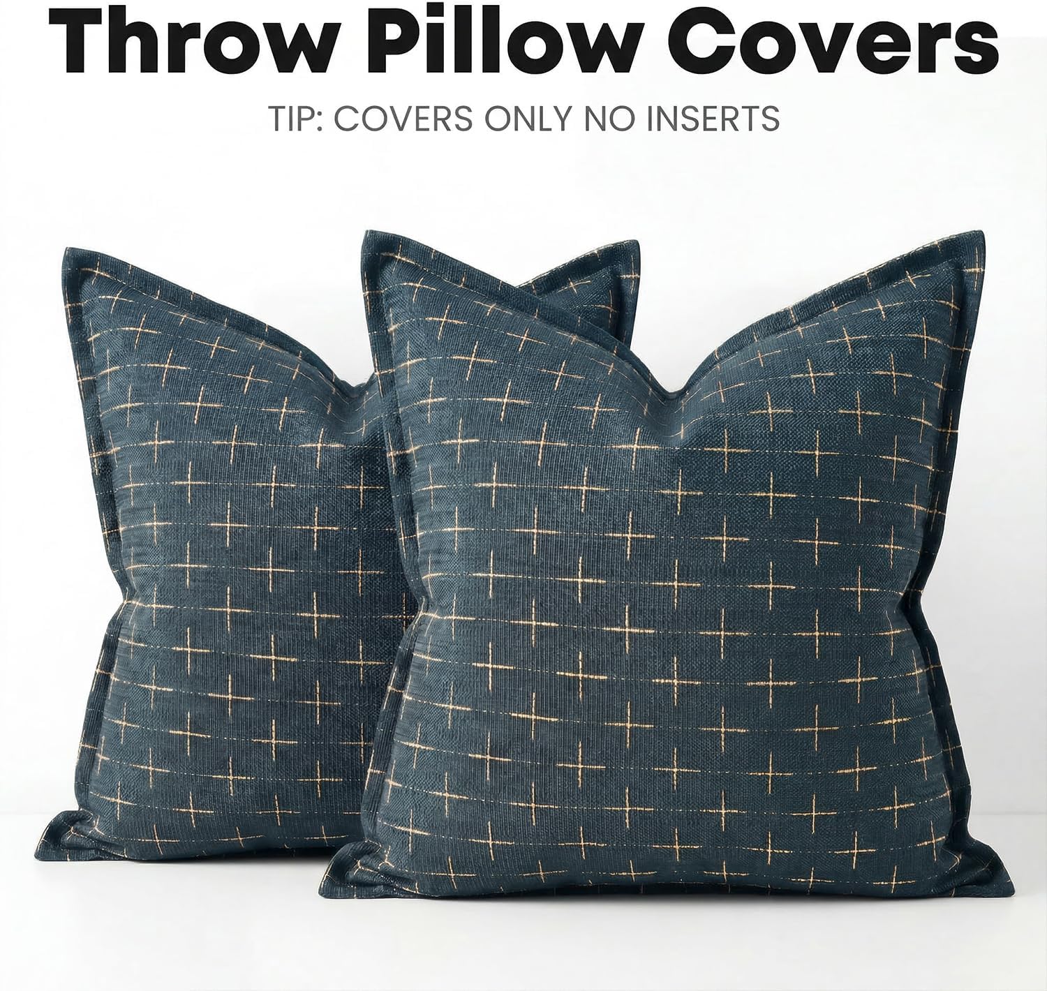 AVOINcolorlife AVOIN colorlife Pack of 2 Decorative Throw Pillow Covers 26x26 Inch, Flange Edges Woven Textured Cushion Case Home Decor for…