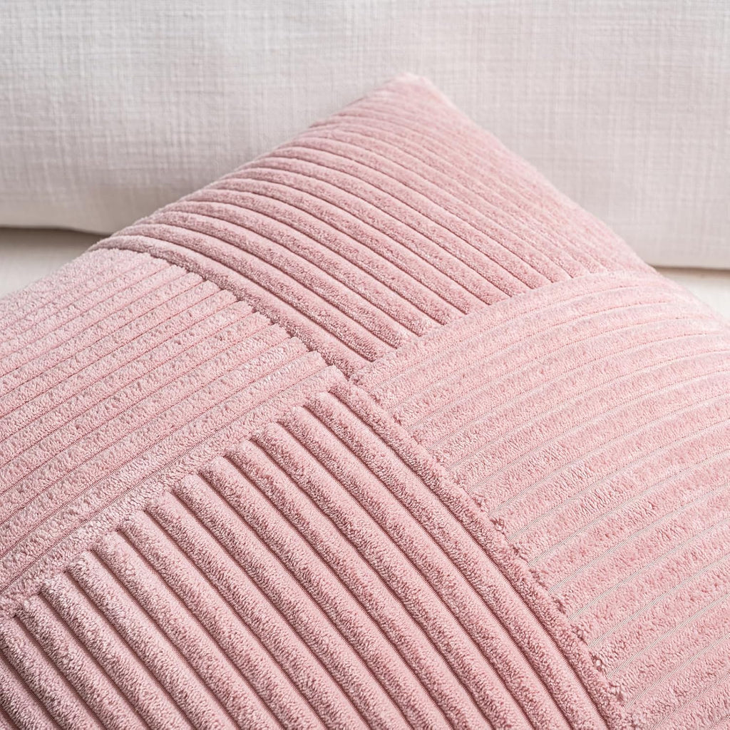 Fancy Homi 2 Packs Blush Pink Decorative Throw Pillow Covers 16x16 Inch for Living Room Couch Bed, Rustic Farmhouse Boho Home Decor, Soft…