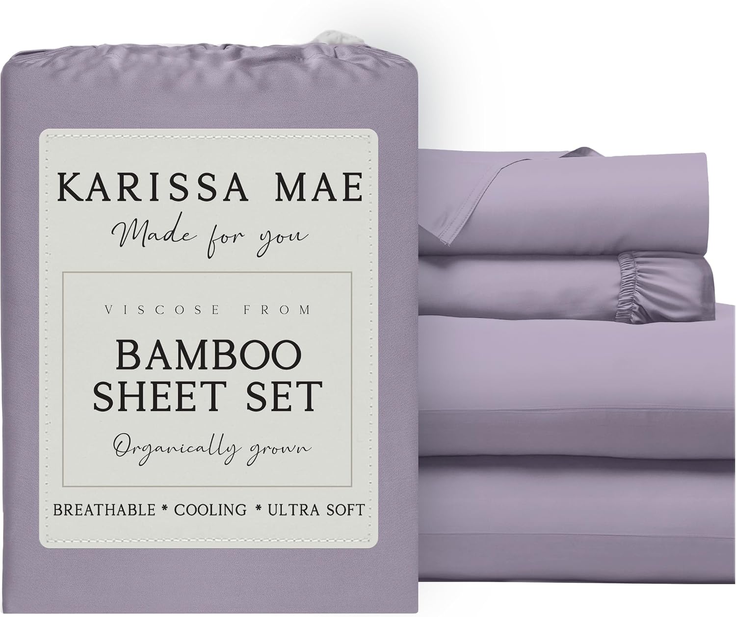KARISSA MAE Pure Viscose from Bamboo King Size Sheet Set | 100% FSC Certified | Luxuriously Soft | Cooling | 18" Deep Pocket w/Corner…