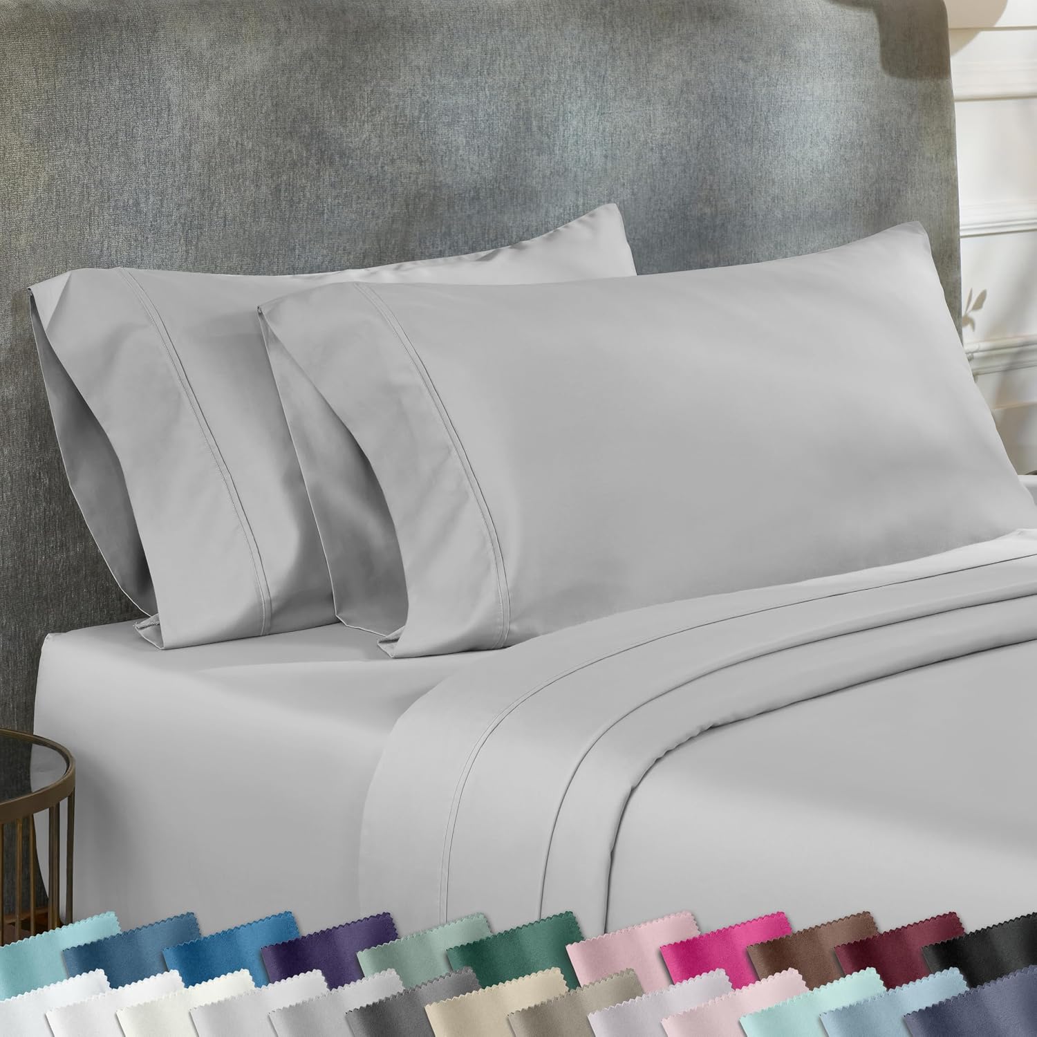 CaliforniaDesignDen California Design Den Standard Queen Size Pillowcase Set - 400 Thread Count, 100% Cotton Sateen, Set of 2 Pillow Covers…