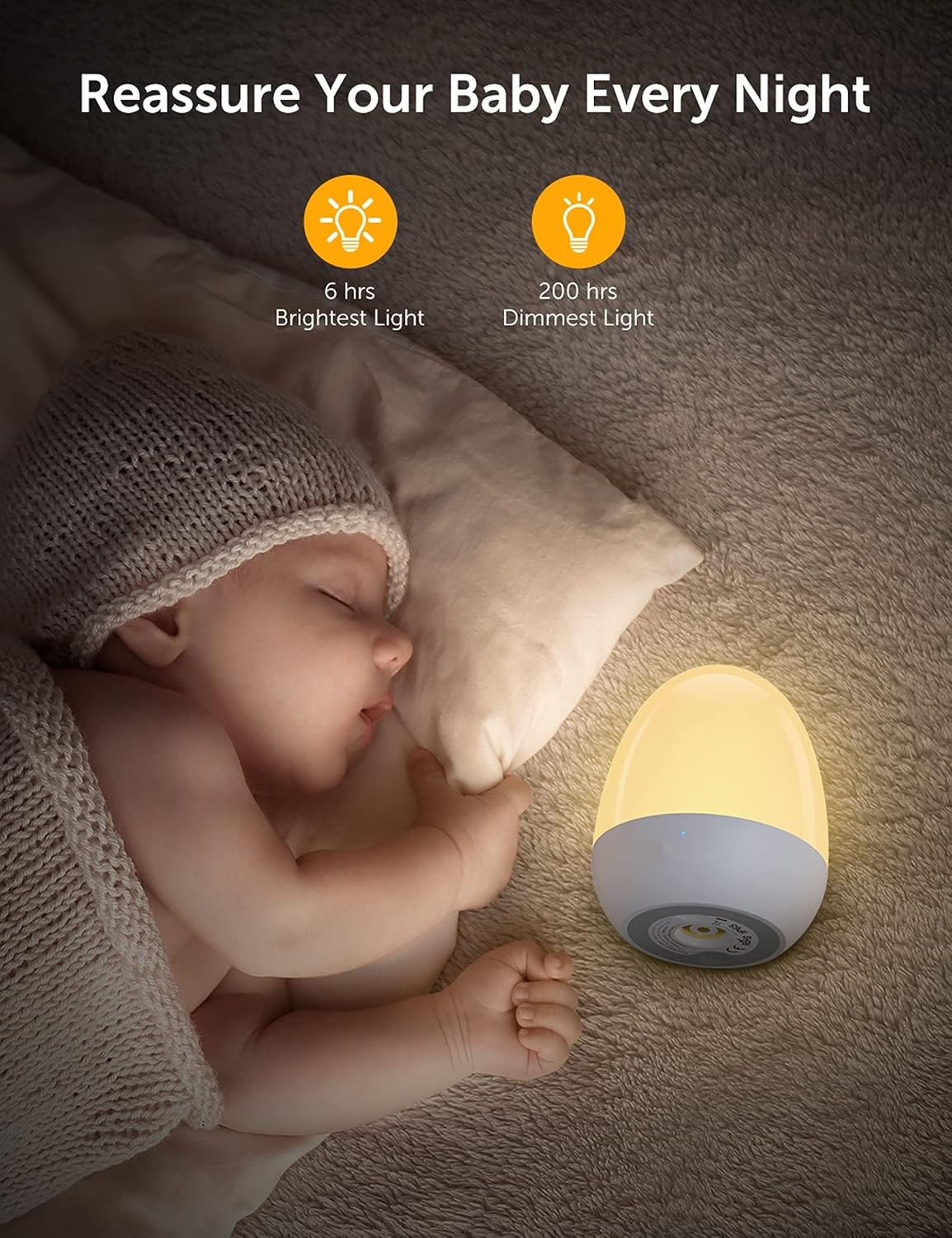 Baby Night Light for Kid, Portable Egg Nightlight with Stable Charging Pad, Touch Nursery Night Lamp for Breastfeeding, Toddler Night…