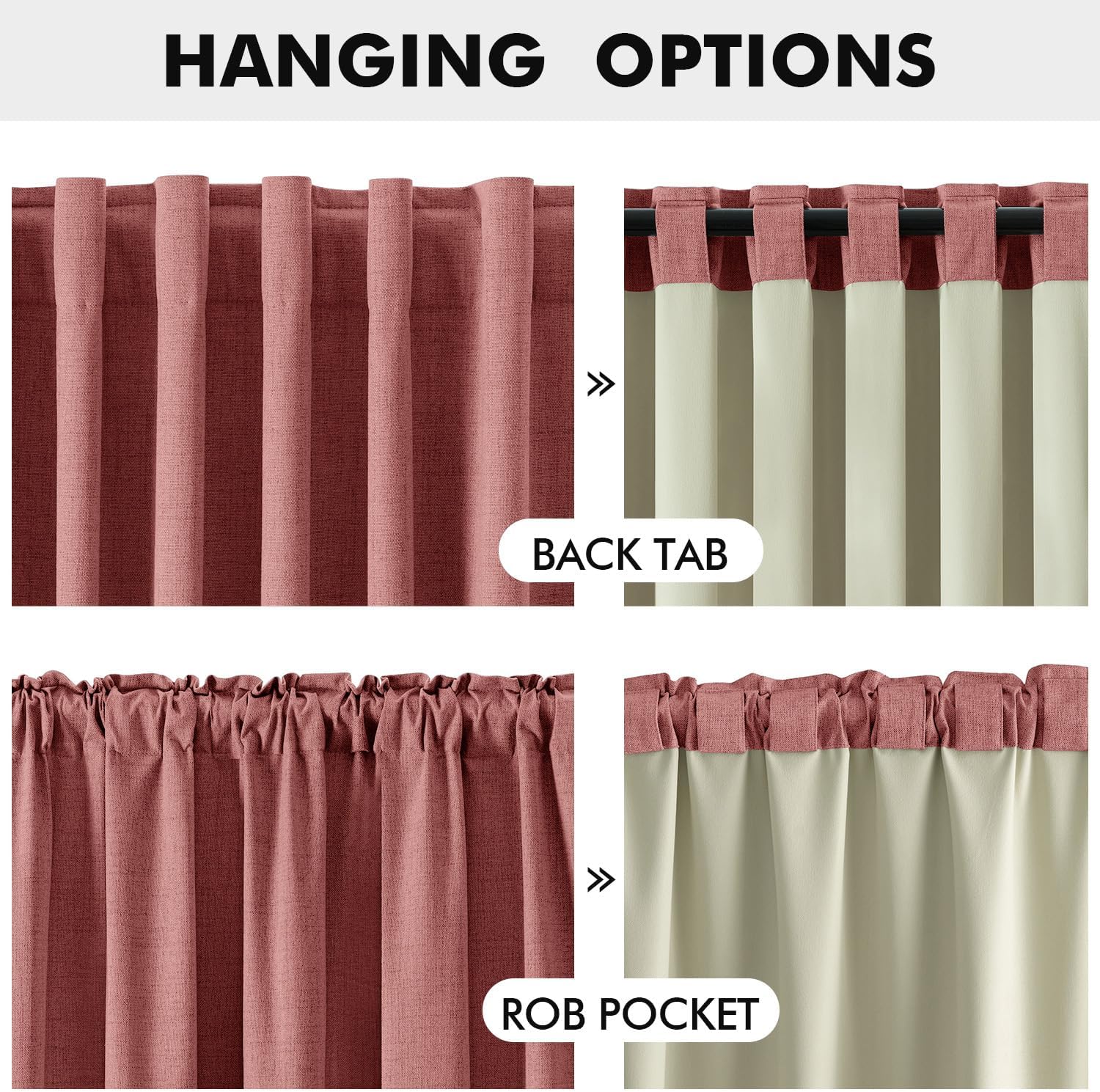 Miulee 100% Blackout Linen Curtains for Bedroom, Dusty Rose Solid Luxury Decor Thermal Insulation Room Darkening Drapes for Living Room Nur…