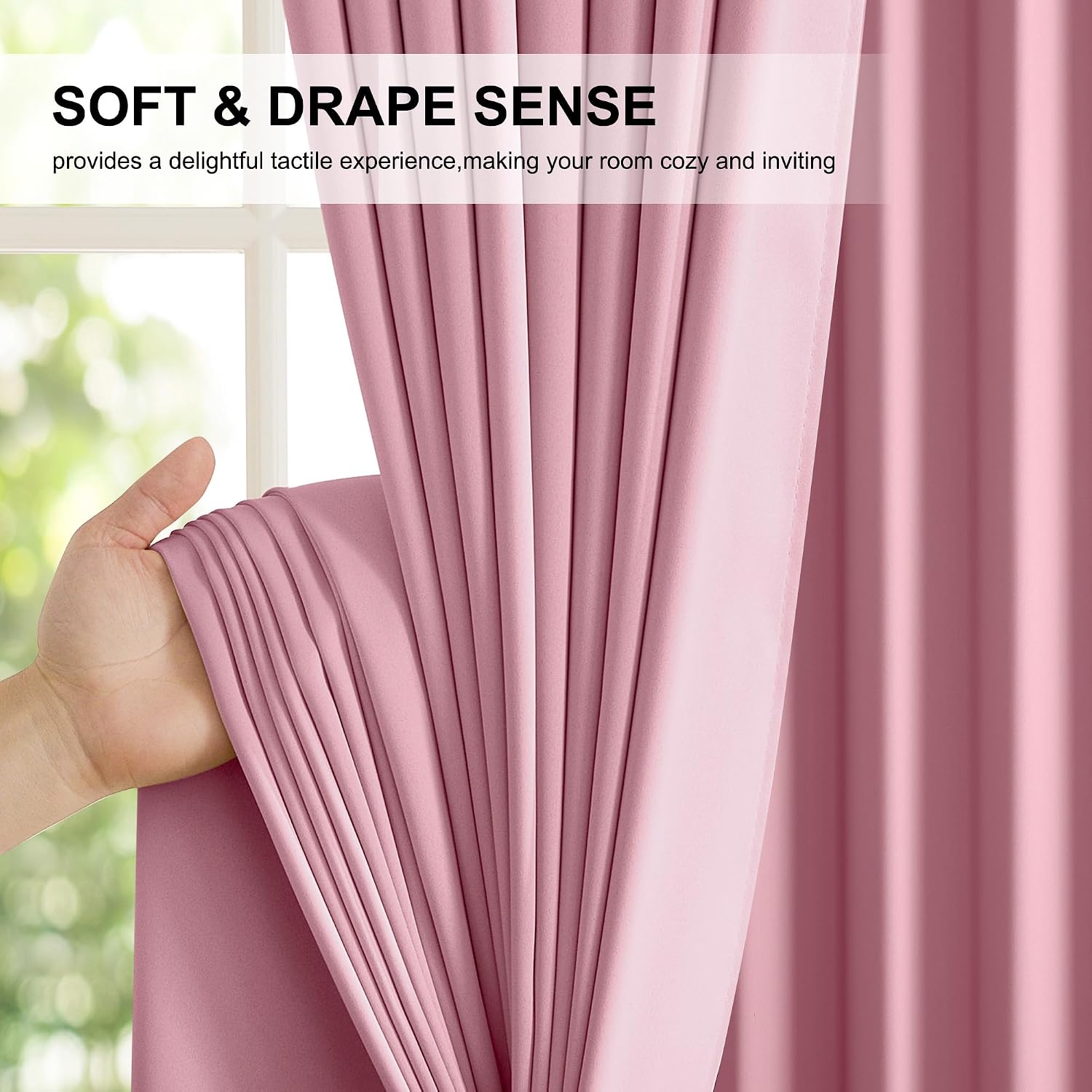 Nicetown Crystal Pink Blackout Curtains for Girls Bedroom, 52x84 Inches 2 Panels Energy Efficient Thermal Insulated Drapes, Rod Pocket Blac…