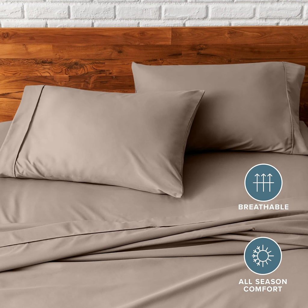 BareHome Bare Home Microfiber Pillow Cases - Standard/Queen Size Set of 2 - Cooling Pillowcases - Double Brushed - Taupe Pillowcases 2 Pack…