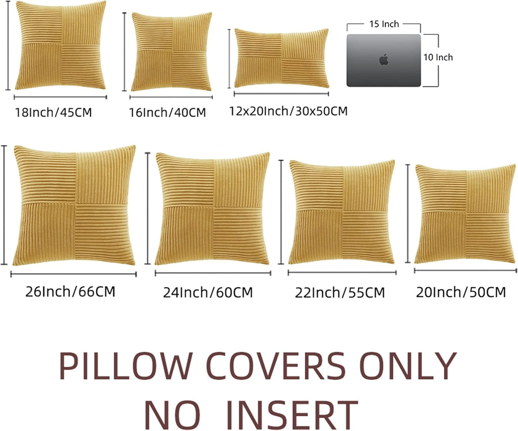 Fancy Homi 2 Packs Mustard Yellow Decorative Throw Pillow Covers 18x18 Inch for Living Room Couch Bed, Farmhouse Boho Home Decor, Soft…