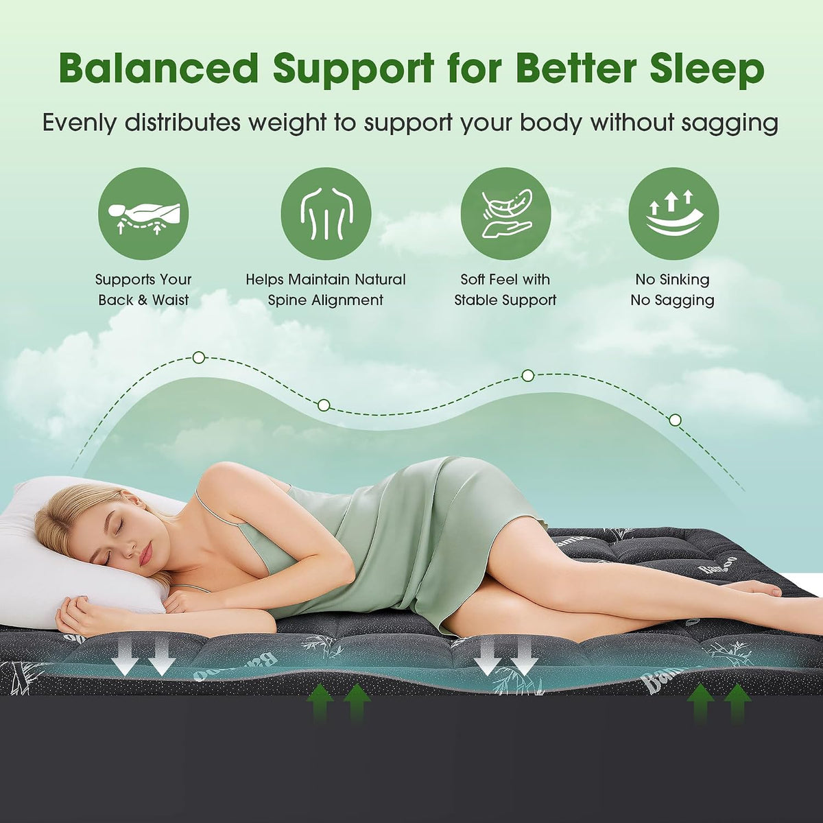 Grusign Mattress Pad King Size, Cooling Pillow Top Mattress Topper, Ultra Soft Viscose from Bamboo, Breathable for Hot Sleepers, Deep Pocke…