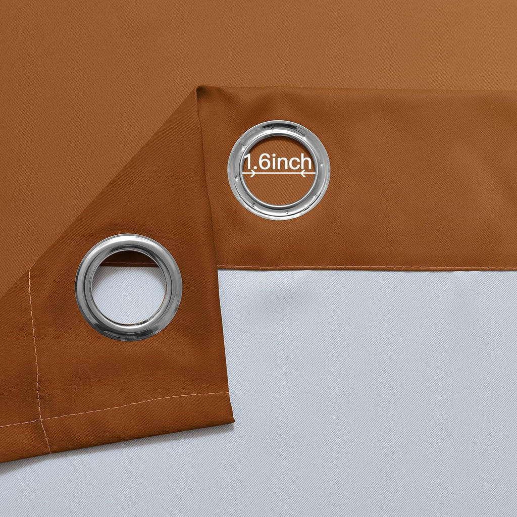 Yakamok Greyish White and Burnt Orange Ombre Curtains, Light Blocking Curtains, Room Darkening Grommet Window Drapes for Bedroom(Burnt Orange…