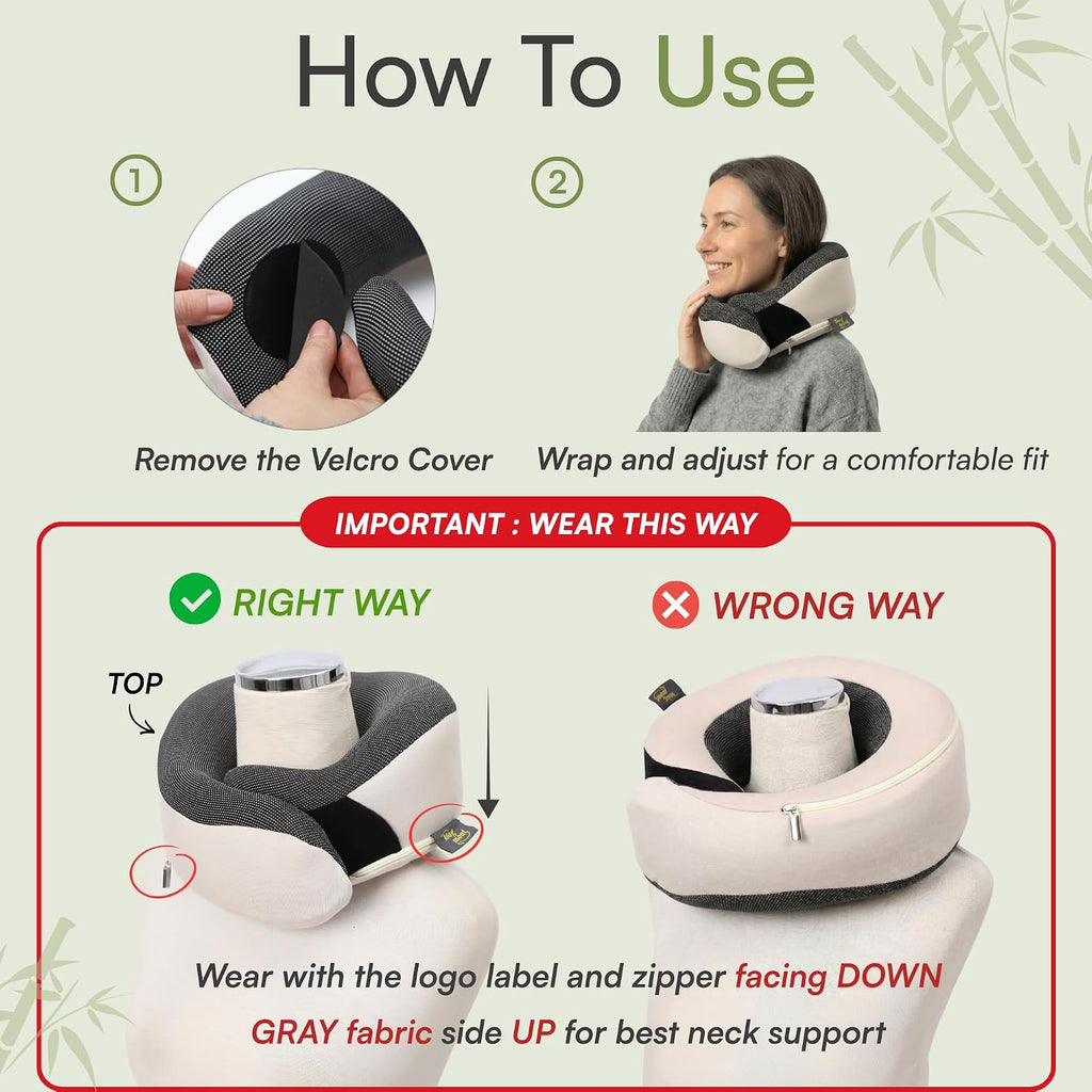 Magmont-ForYourMagicMoment Neck Pillow for Traveling - Bamboo Charcoal Memory Foam with 360° Chin Support for Airplane, Soft & Breathable,…