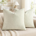 decorUhome Chenille Throw Pillow Covers 20x20 Set of 2, Square Decorative Pillow Covers with Zipper for Couch, Sofa, Living Room, Ivory