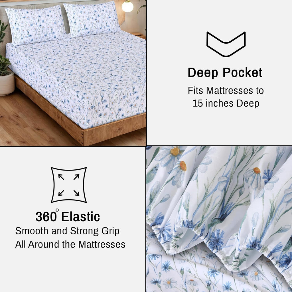 Ruvanti 100% Cotton Organic Percale Sheets Full Size – Crisp Cooling Bed Sheets for Hot Sleepers, Deep Pocket 15”, Soft Peach Finish, Breat…
