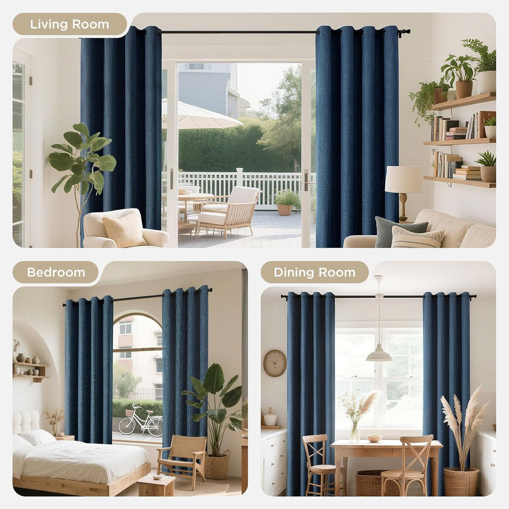 Joydeco Blackout Curtains 63 Inches Long 2 Panels Burg, Room Darkening Curtains for Bedroom, 100% Black Out Textured Thermal Drapes Privacy…