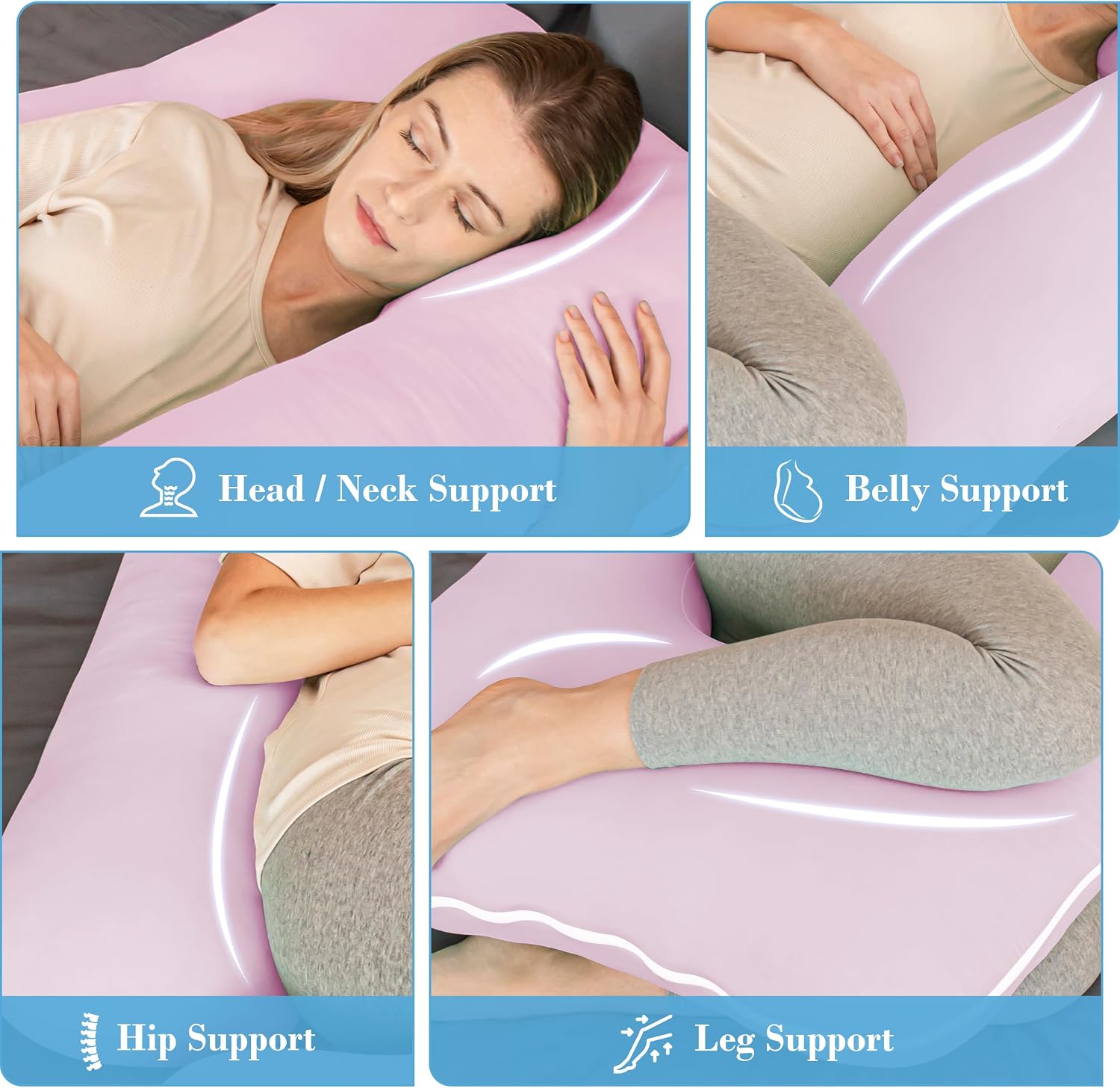 Cute Castle Cooling Cover Pregnancy Pillows, Soft U-Shape Maternity Pillow with Removable Cover - Full Body Pillows for Adults Sleeping…